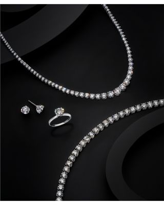 Diamond Graduated Tennis Necklace in 14K White Gold, 15.0 tcw 