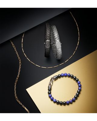 Sterling Silver Classic Chain Sodalite & Hematite Beaded Bracelet