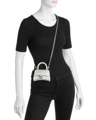 Hourglass Mini Handbag with Chain Sparkling Fabric