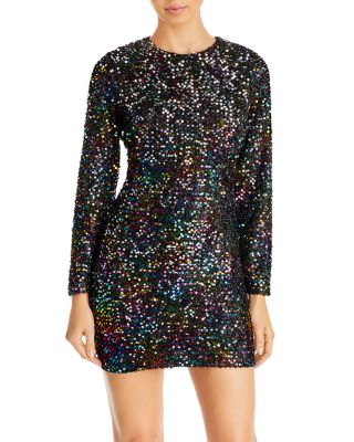 Sequin Rainbow Long Sleeve Dress BCBGMaxAzria Women's Long Sleeve