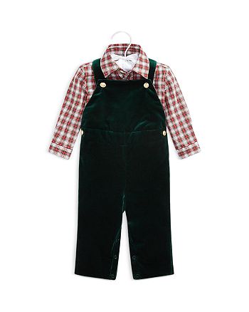 Ralph Lauren - Boys' Plaid Shirt & Velvet Overalls Set - Baby