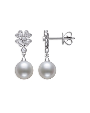 Bloomingdale's Freshwater Pearl & Diamond Drop Earrings in 14K White Gold - 100% Exclusive
