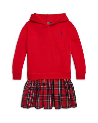 Ralph Lauren Girls' Plaid Fleece Hoodie Dress - Little Kid | Bloomingdale's
