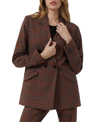 French Connection Women's Bettina Check Suit Jacket in Camel Mix