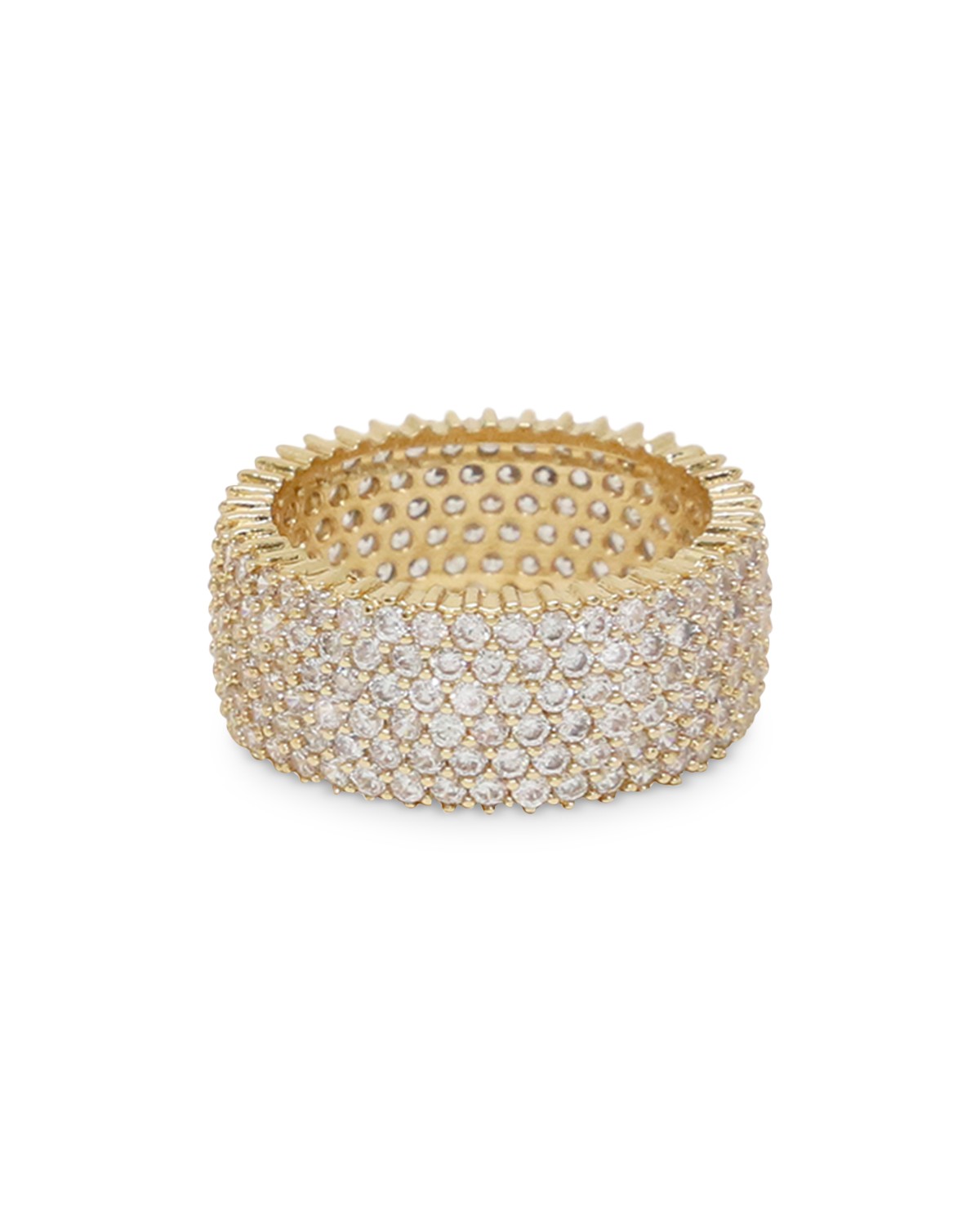 Cubic Zirconia & 18K Gold Plated Thick Band Ring