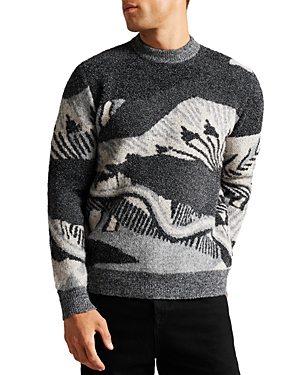 TED BAKER PIPIT SCENIC PATTERN CREWNECK SWEATER