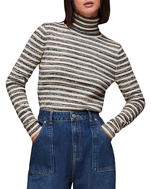 Whistles Striped Knit Turtleneck Sweater In Black/multi