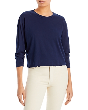 Mother The L/s Slouchy Cut Off Eclipse Tee Shirt In Eclipse