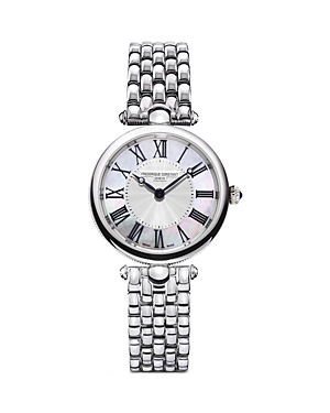 Frederique Constant Women's Swiss Art Deco Stainless Steel Bracelet Watch 30mm In White/silver