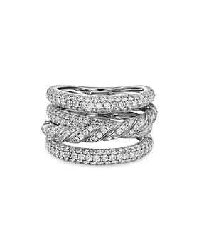 David Yurman - Pavéflex Four Row Ring in 18K White Gold with Diamonds 