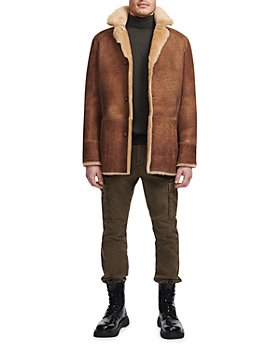 HiSO - Reversible Double Face Leather & Shearling Trim Coat
