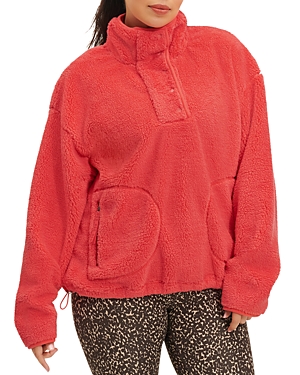 Ugg Atwell Sherpa Half Snap Pullover Jacket In Red Berry
