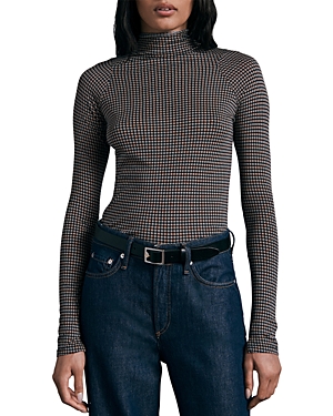 Rag & Bone Shaw Geo Print Paneled Turtleneck Top In Blk/multi