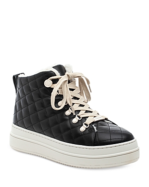 J/Slides Women's Nico Lace Up Quilted High Top Sneakers