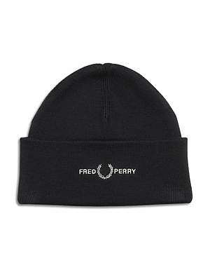 Fred Perry Embroidered Logo Beanie In Black