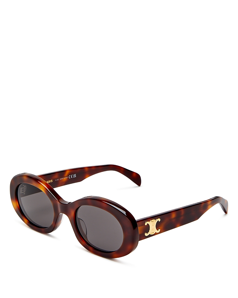 Celine Triomphe 54mm Oval Sunglasses In Havana/gray Solid