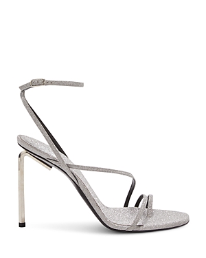 Off-white Allen Glitter 110mm Leather Sandals In Silver