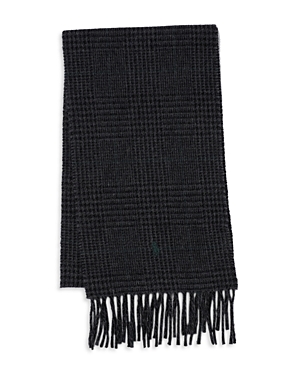 Polo Ralph Lauren Wool Blend Reversible Scarf In Black Charcoal