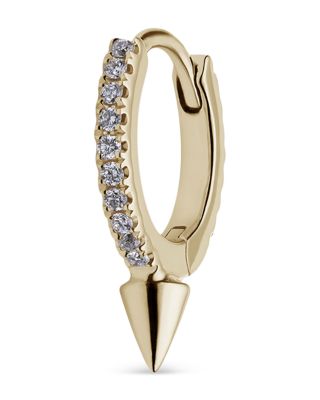 18K Yellow Gold Diamond Spike Extra Small Single Hoop Earring