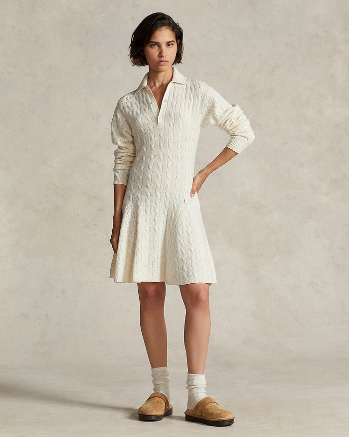 Rib-knit flared polo dress, Polo Ralph Lauren, Knit