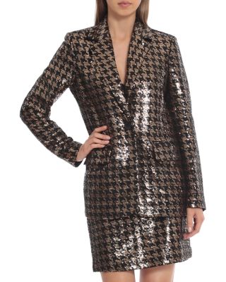 Sequined Houndstooth Relaxed Blazer