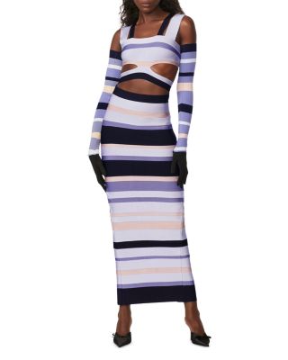 Hervé Léger - Striped Bandage Cutout Gown