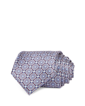 The Men's Store At Bloomingdale's Large Medallion Print Silk Classic Tie - 100% Exclusive In Purple