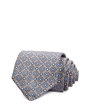 The Men's Store At Bloomingdale's Large Medallion Print Silk Classic Tie - 100% Exclusive In Taupe