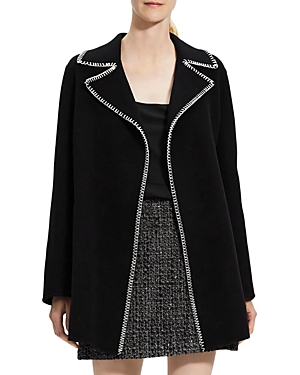 Theory Stitched Open-front Coat In Black