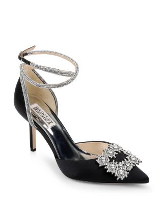 Badgley Mischka - Women's Saint Embellished Ankle Strap Pointed Toe Pumps