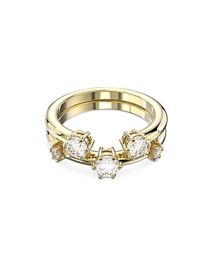 Shop Swarovski Constella Stacking Ring Set In Gold
