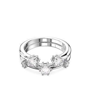 Shop Swarovski Constella Stacking Ring Set In Silver