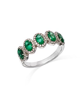 Bloomingdale's - Emerald & Diamond Multi-Halo Ring in 14K White Gold - 100% Exclusive