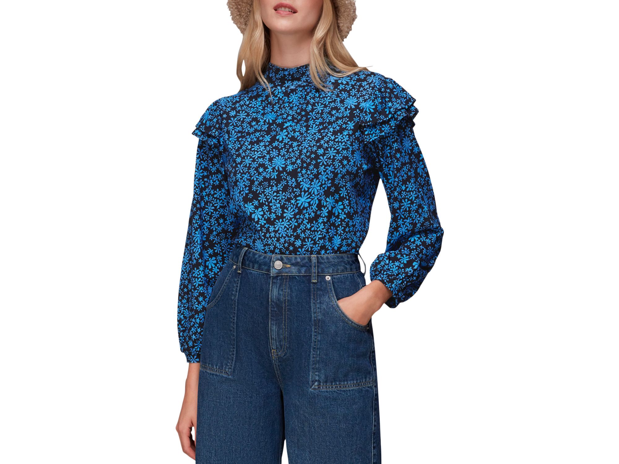 Cotton Printed Frilled Shoulder Top — Image 3