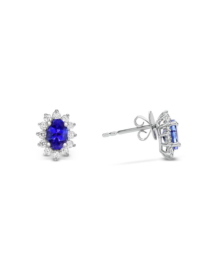 Bloomingdale's - Blue Sapphire & Diamond Starburst Stud Earrings in 18K White Gold - 100% Exclusive