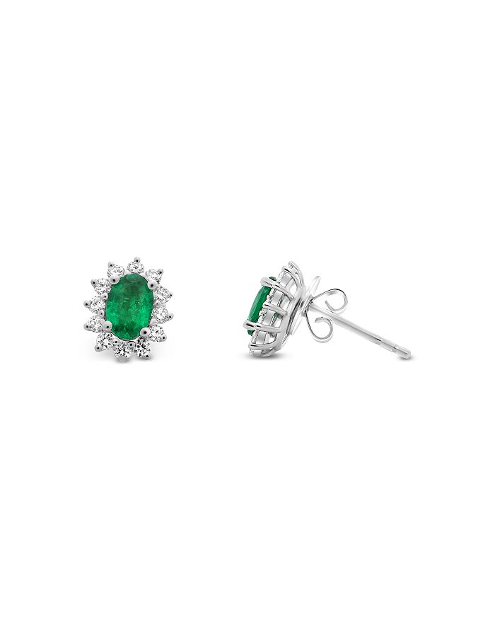Bloomingdale's Emerald & Diamond Starburst Stud Earrings in 18K White ...