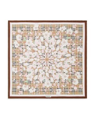 Burberry★素敵！Silk Square Scarf with Flower Print Burberry silk scarf square sale