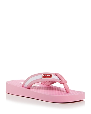 Kenzo Logo-patch Striped Flip Flops In Rose