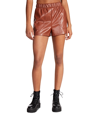Steve Madden Faux The Record Faux Leather Shorts In Cognac