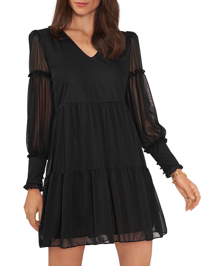 VINCE CAMUTO Sheer Tiered Dress Bloomingdale s
