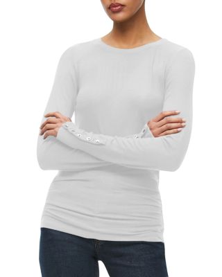 Michael Stars Gill Button Sleeve Top In White | ModeSens