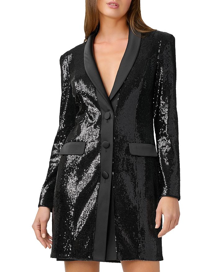 Aidan by Aidan Mattox - Sequin Tuxedo Blazer Dress. christmas party dress. xmas party outfit ideas. office holiday party outfit ideas. 