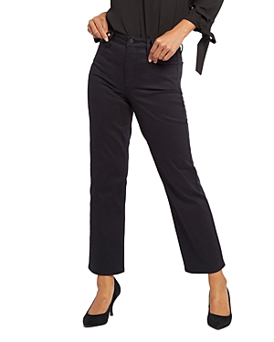 Nydj High Waist Ankle Relaxed Straight Leg Jeans In Black