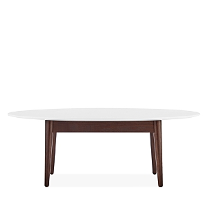 Euro Style Manon Coffee Table In Matte White With Dark Walnut Legs