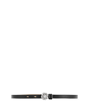 Ganni Crystal Buckle Recycled Leather Belt In Black
