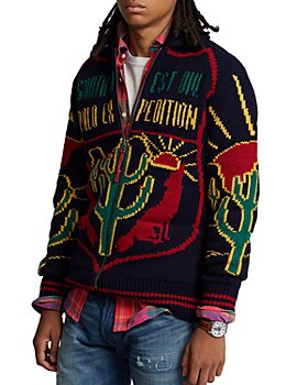 Polo Ralph Lauren - Wool Intarsia Knit Regular Fit Full Zip Shawl Collar Sweater 