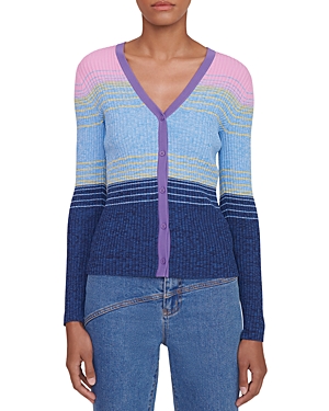 Staud Women's Cargo Ribbed Colorblocked Cardigan In Aura