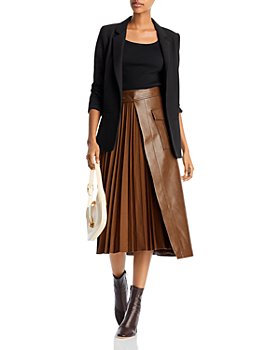 Button Front Leather Midi Skirt Bloomingdales Women Clothing Skirts Leather Skirts 