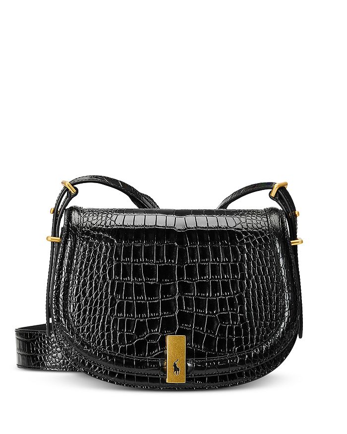 Lauren Ralph Lauren Black Leather Small Crossbody Bag - Total