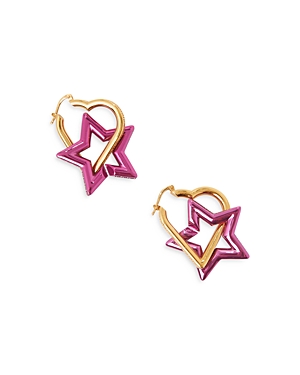 Versace Painted Brass Heart & Star Hoop Earrings